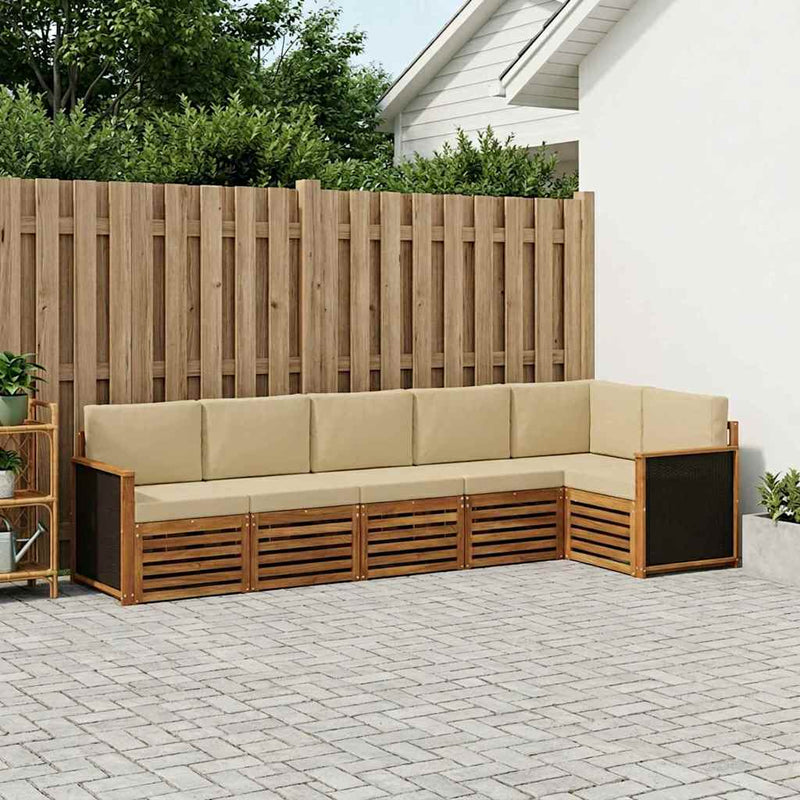 Set de canapele de exterior 5 buc. natural