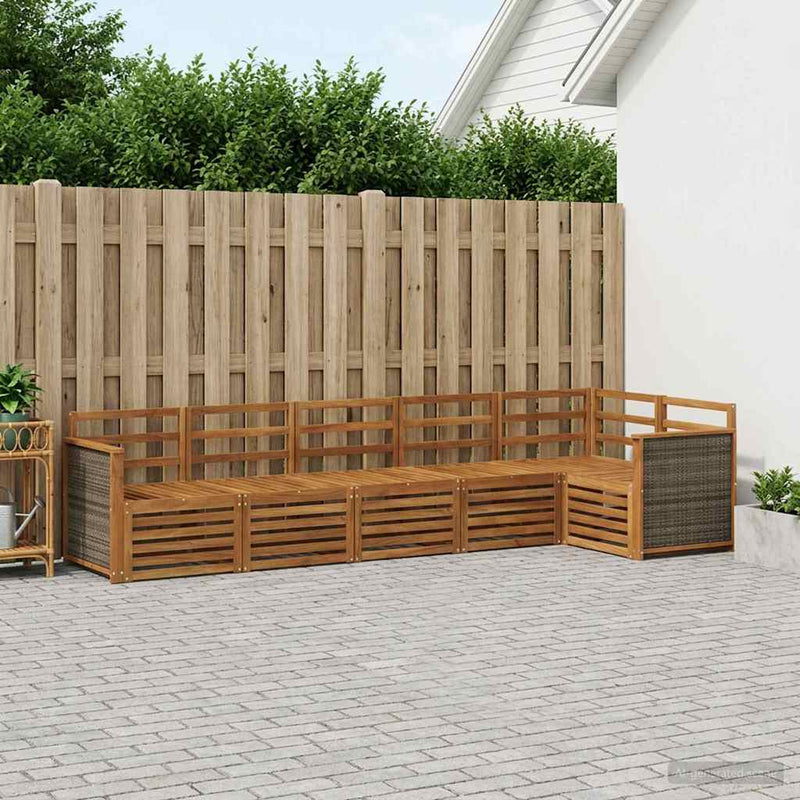 Set de canapele de exterior 5 buc. natural Lemn Solid de Acacia
