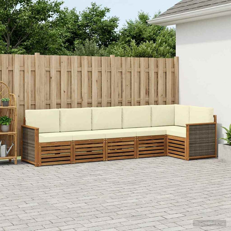 Set de canapele de exterior 5 buc. Natural și Crem