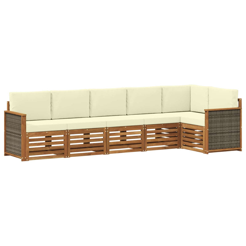 Set de canapele de exterior 5 buc. Natural și Crem