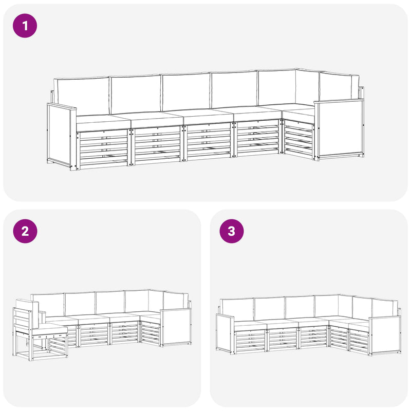 Set de canapele de exterior 5 buc. Natural și Crem