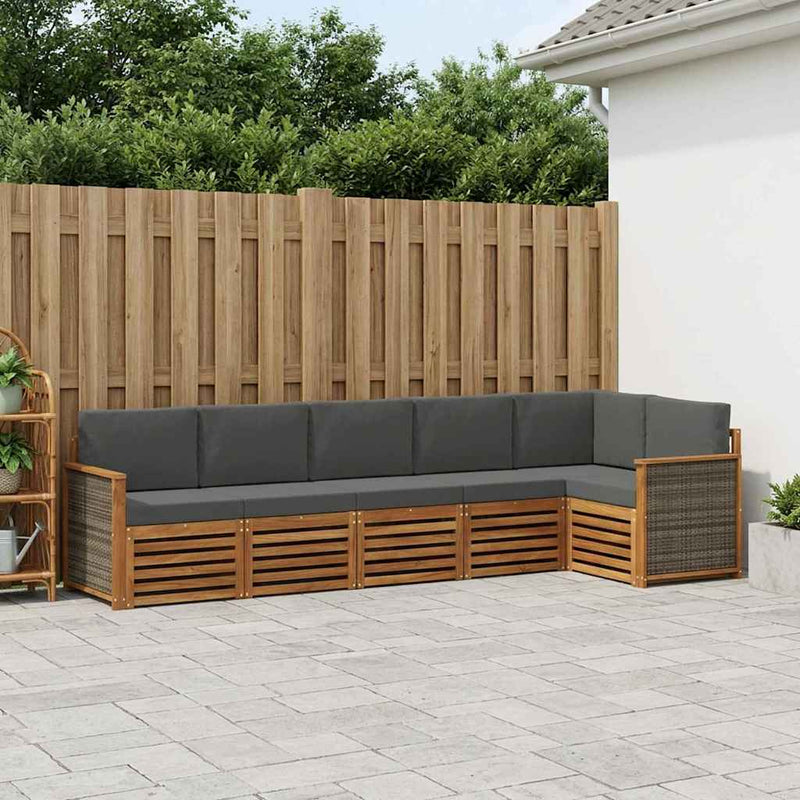 Set de canapele de exterior 5 buc. Natural și Antracit