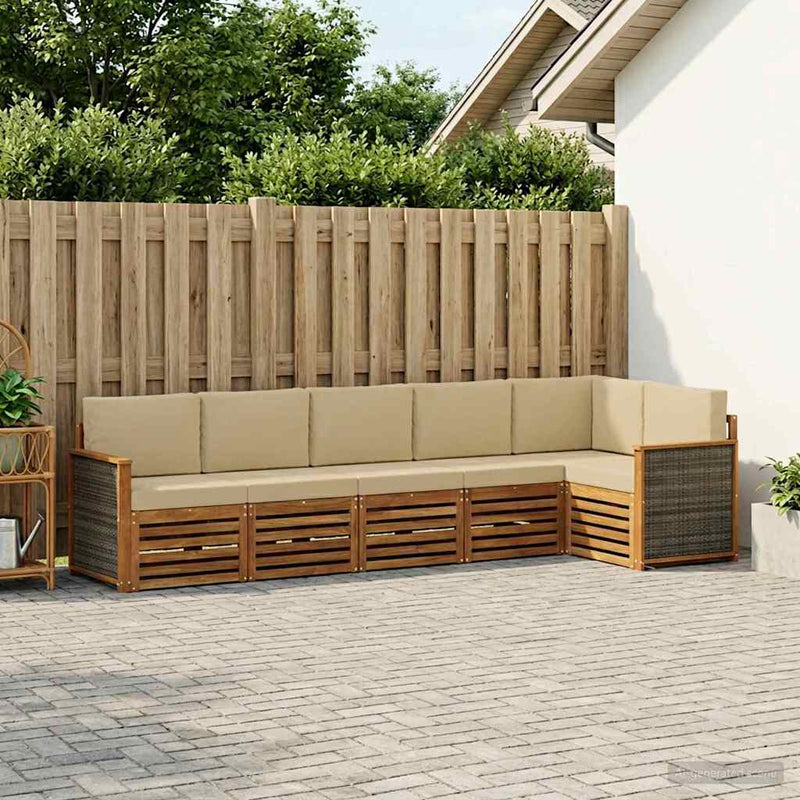 Set de canapele de exterior 5 buc. natural