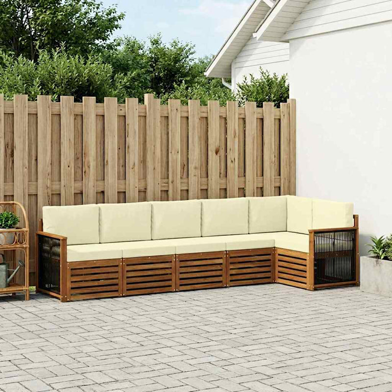 Set de canapele de exterior 5 buc. Natural și Crem