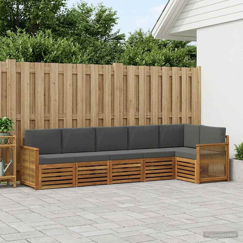 Set de canapele de exterior 5 buc. Natural și Antracit