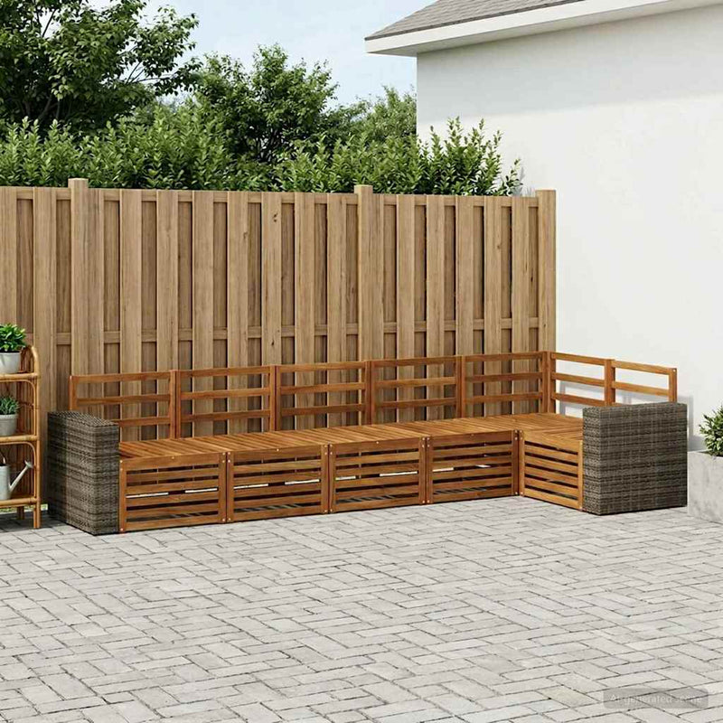Set de canapele de exterior 6 buc. natural Poliester