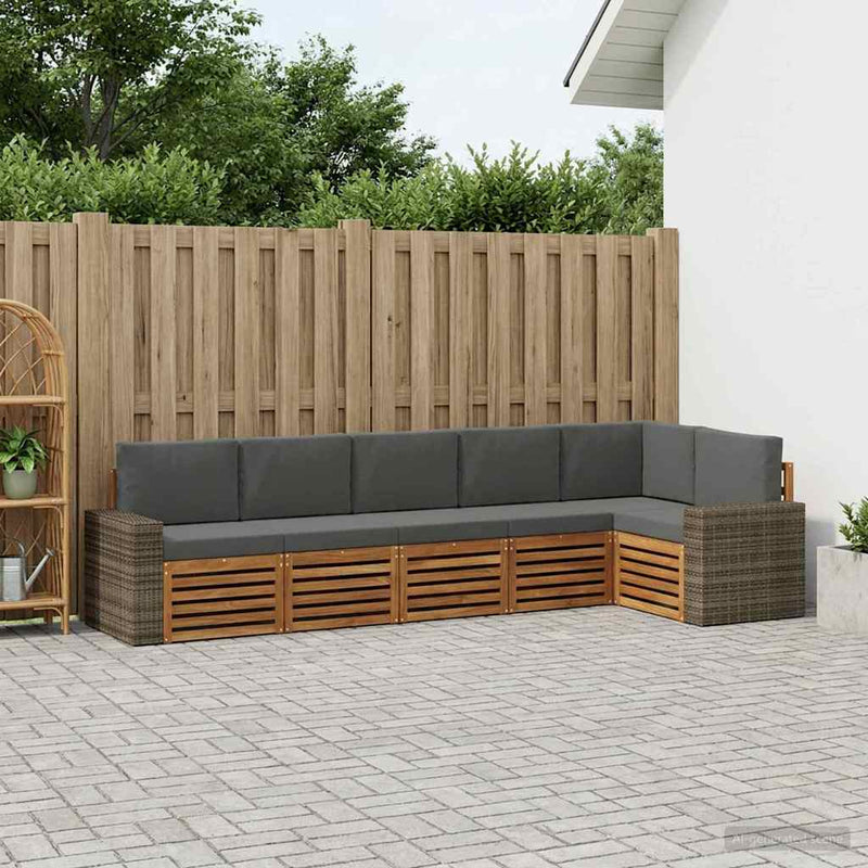 Set de canapele de exterior 6 buc. Natural și Antracit