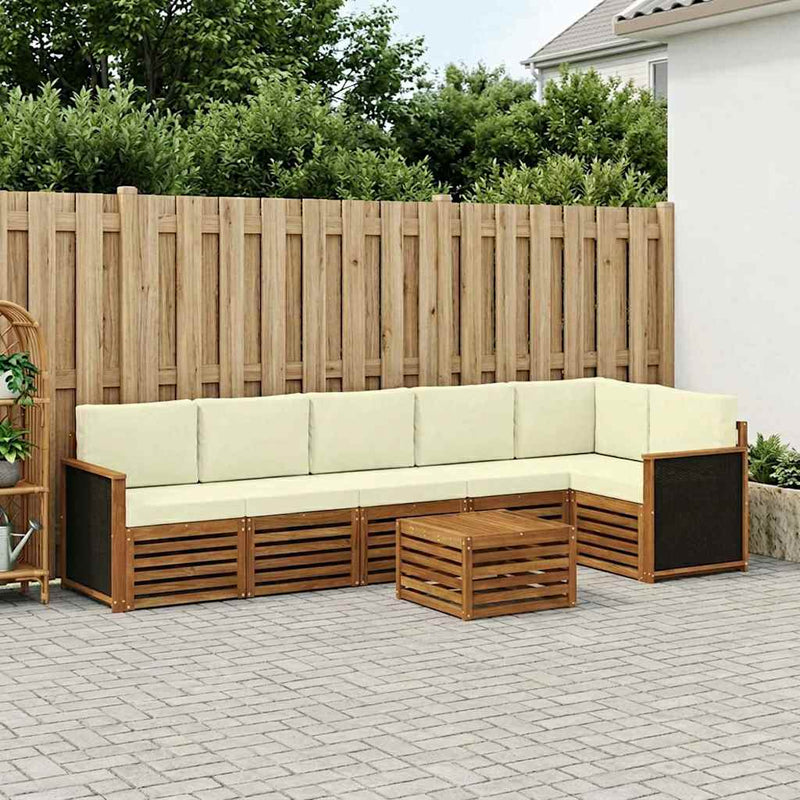 Set de canapele de exterior 6 buc. Natural și Crem