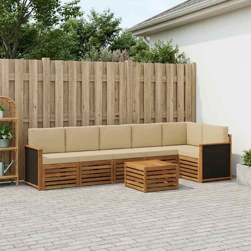 Set de canapele de exterior 6 buc. natural