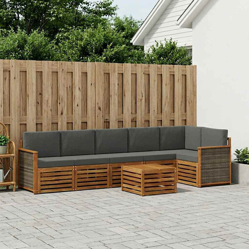 Set de canapele de exterior 6 buc. Natural și Antracit