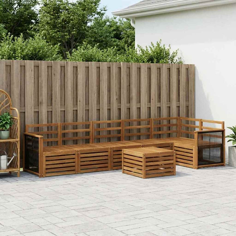 Set de canapele de exterior 6 buc. natural Lemn Solid de Acacia