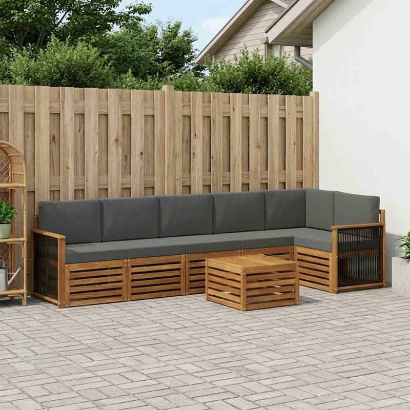 Set de canapele de exterior 6 buc. Natural și Antracit