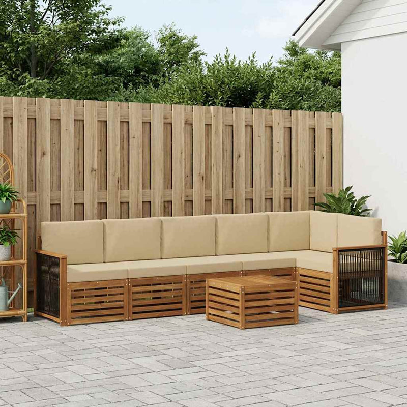 Set de canapele de exterior 6 buc. natural