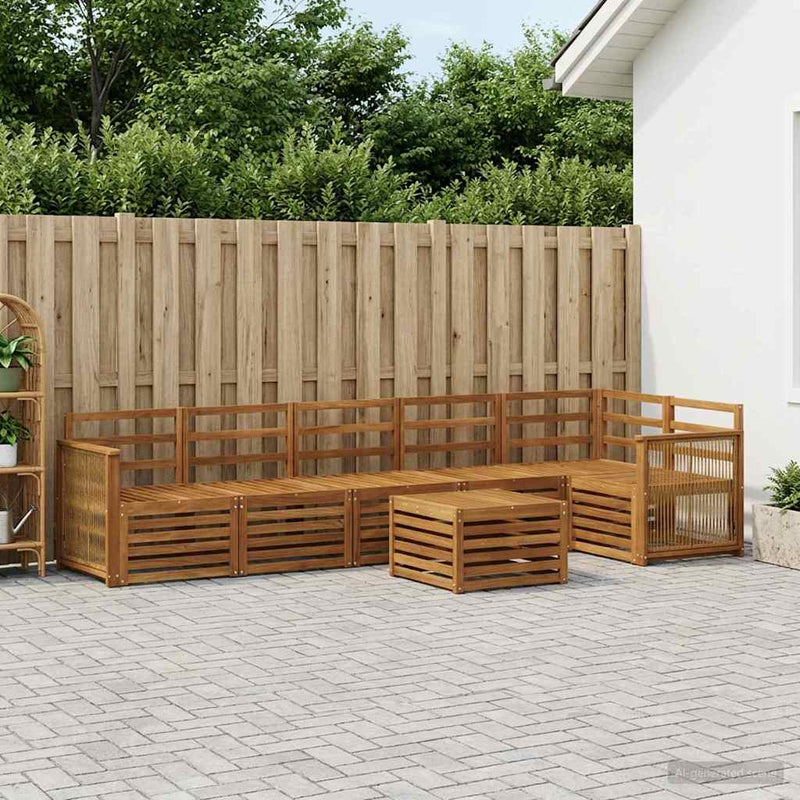 Set de canapele de exterior 6 buc. natural Lemn Solid de Acacia
