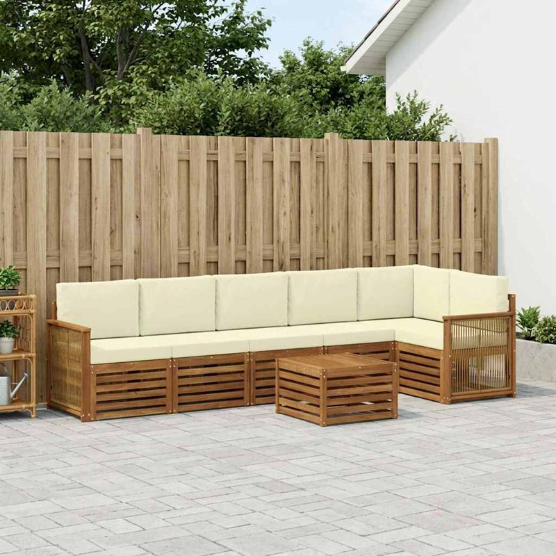 Set de canapele de exterior 6 buc. Natural și Crem