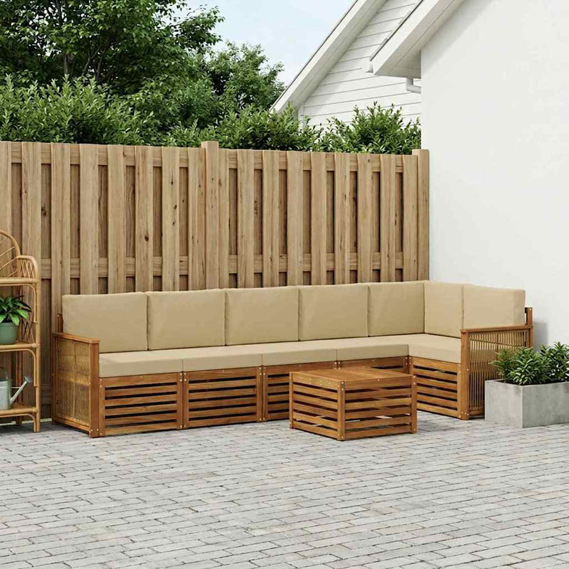 Set de canapele de exterior 6 buc. natural
