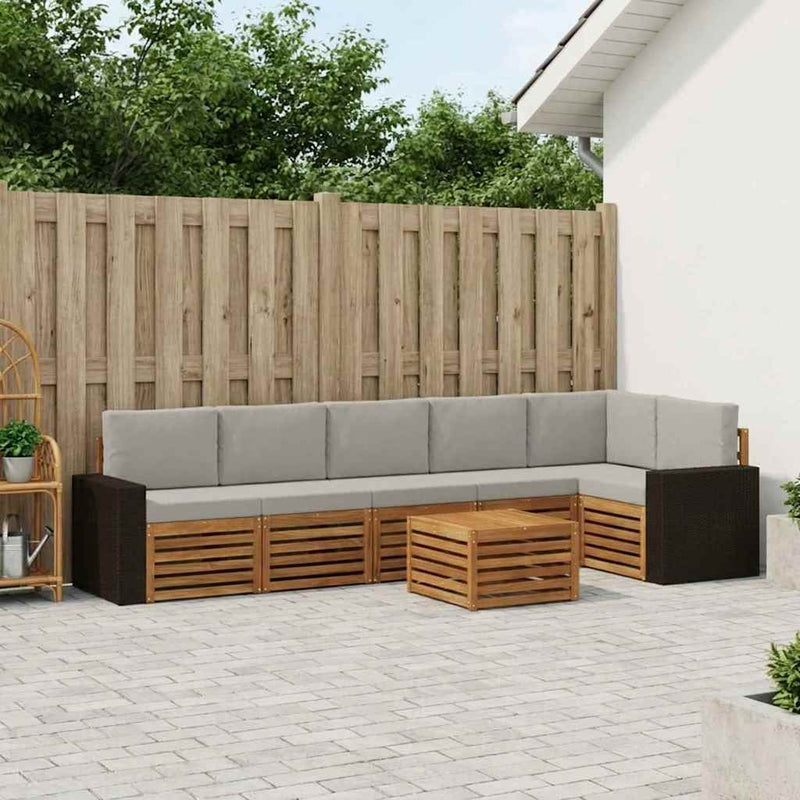 Set de canapele de exterior 7 buc. Natural și gri deschis