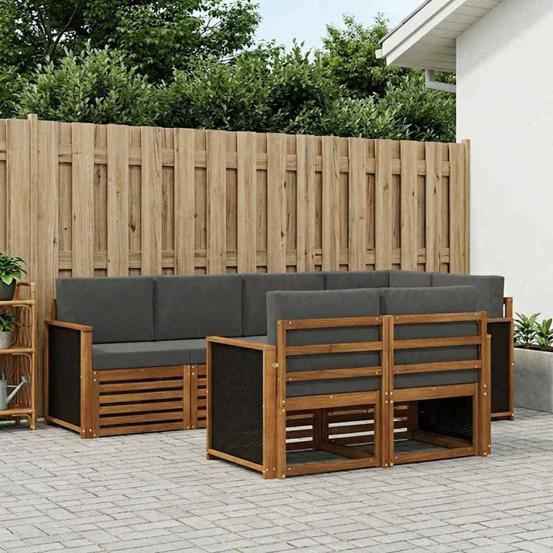 Set de canapele de exterior 6 buc. Natural și Antracit