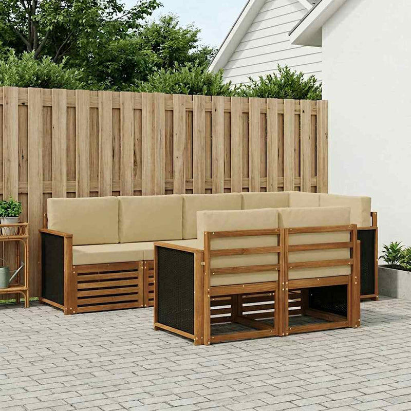 Set de canapele de exterior 6 buc. natural