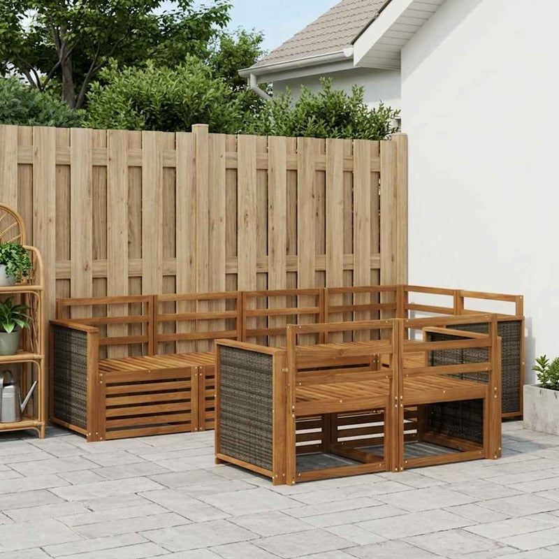 Set de canapele de exterior 6 buc. natural Lemn Solid de Acacia