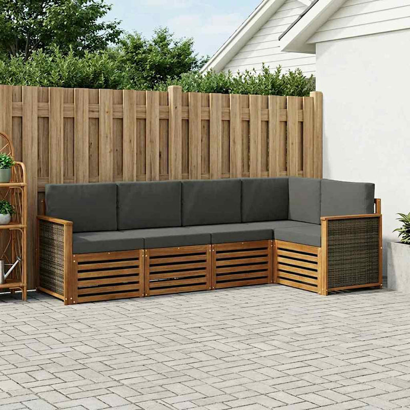 Set de canapele de exterior 6 buc. Natural și Antracit