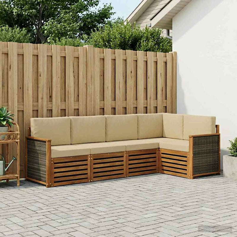 Set de canapele de exterior 6 buc. natural