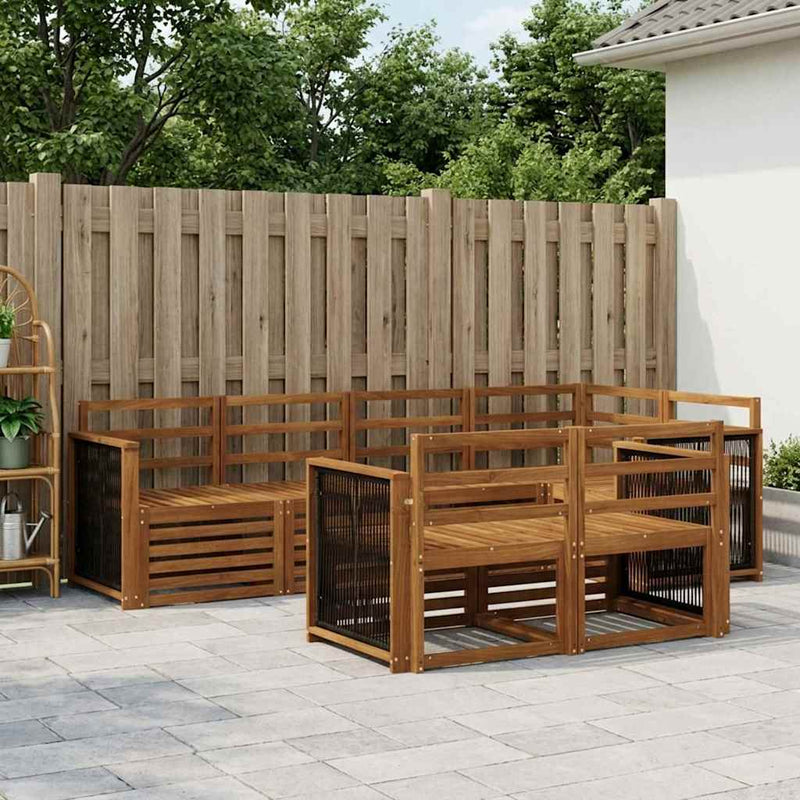 Set de canapele de exterior 6 buc. natural Lemn Solid de Acacia