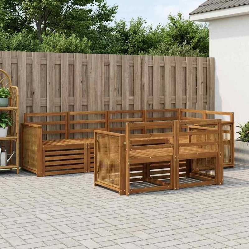 Set de canapele de exterior 6 buc. natural Lemn Solid de Acacia