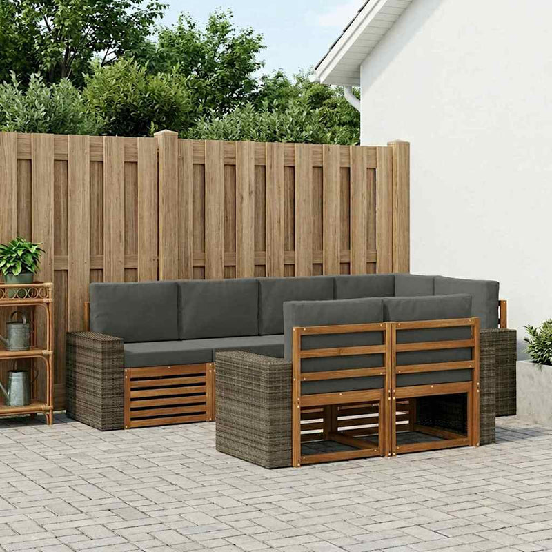 Set de canapele de exterior 7 buc. Natural și Antracit