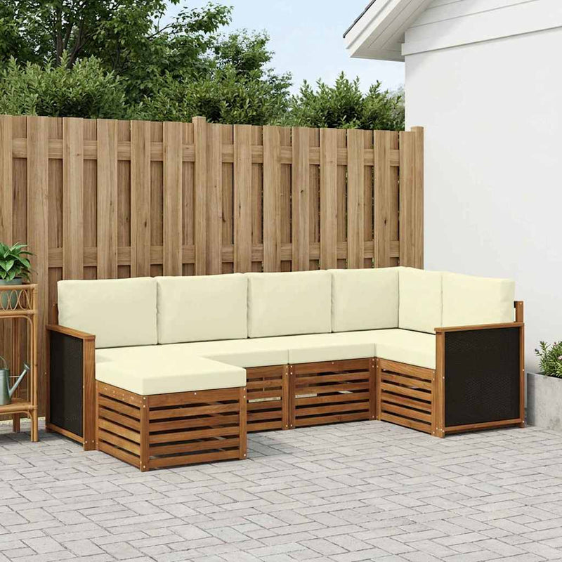 Set de canapele de exterior 5 buc. Natural și Crem