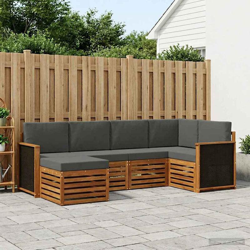 Set de canapele de exterior 5 buc. Natural și Antracit