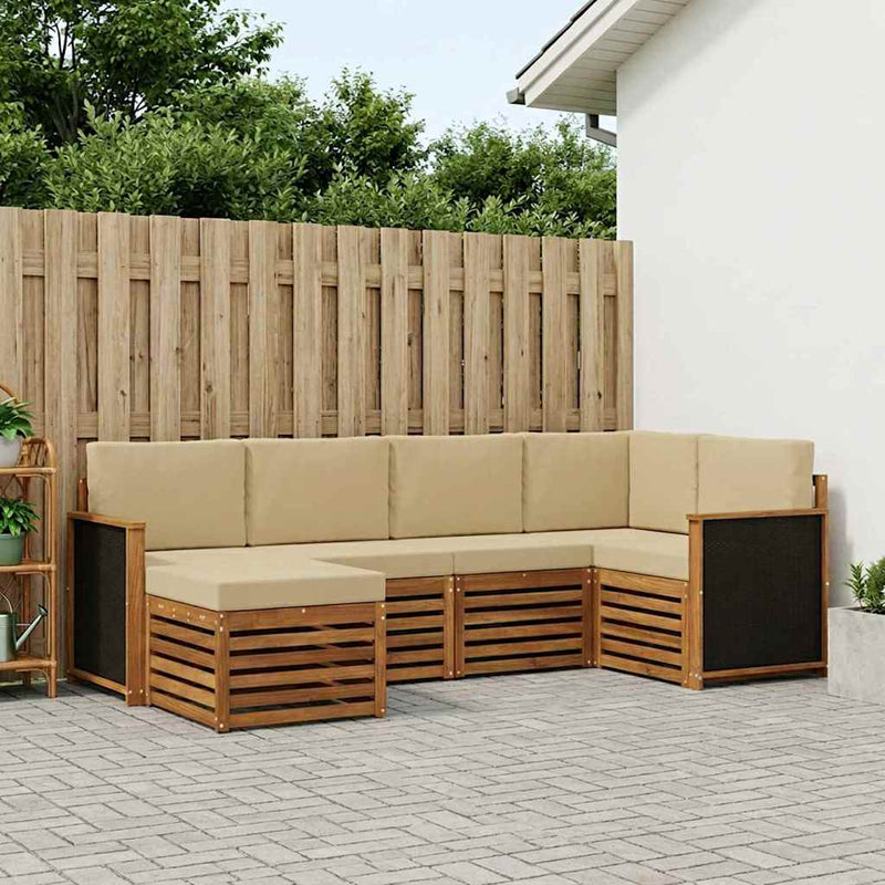 Set de canapele de exterior 5 buc. natural