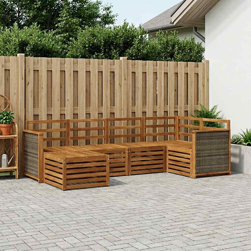 Set de canapele de exterior 5 buc. natural Lemn Solid de Acacia