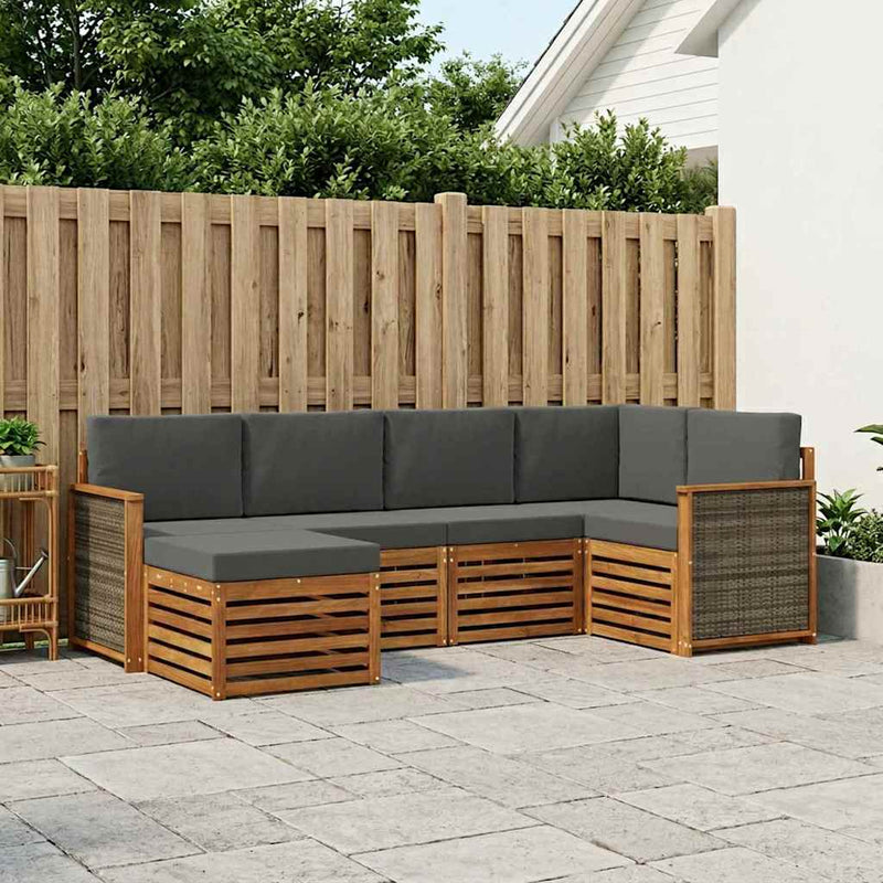 Set de canapele de exterior 5 buc. Natural și Antracit