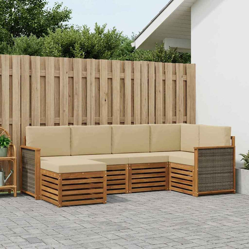 Set de canapele de exterior 5 buc. natural