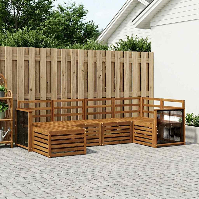 Set de canapele de exterior 5 buc. natural Lemn Solid de Acacia