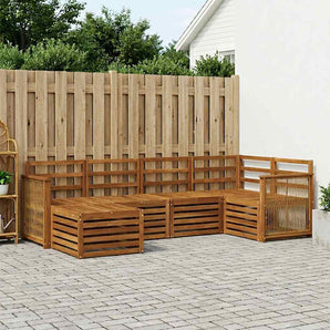 Set de canapele de exterior 5 buc. natural Lemn Solid de Acacia
