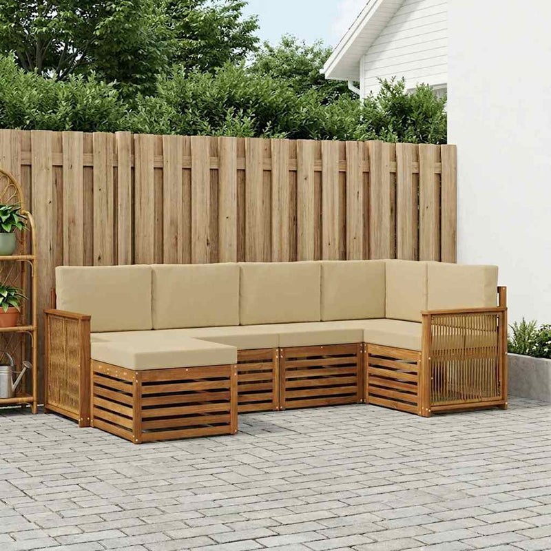 Set de canapele de exterior 5 buc. natural