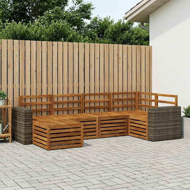 Set de canapele de exterior 6 buc. natural Poliester
