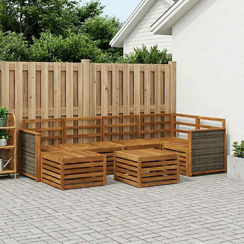 Set de canapele de exterior 6 buc. natural Lemn Solid de Acacia
