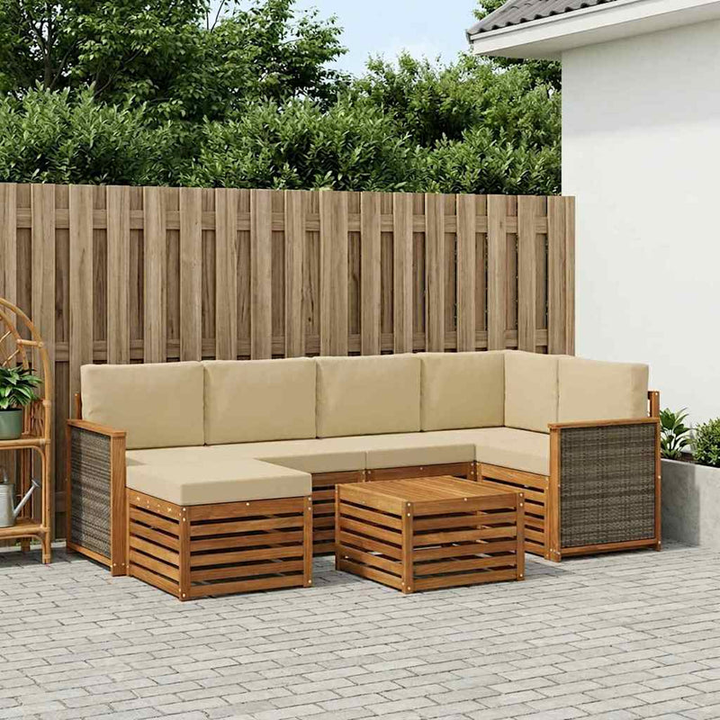 Set de canapele de exterior 6 buc. natural