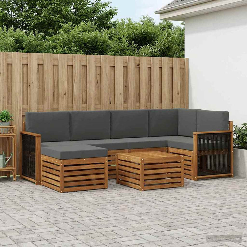 Set de canapele de exterior 6 buc. Natural și Antracit