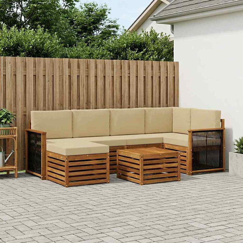 Set de canapele de exterior 6 buc. natural