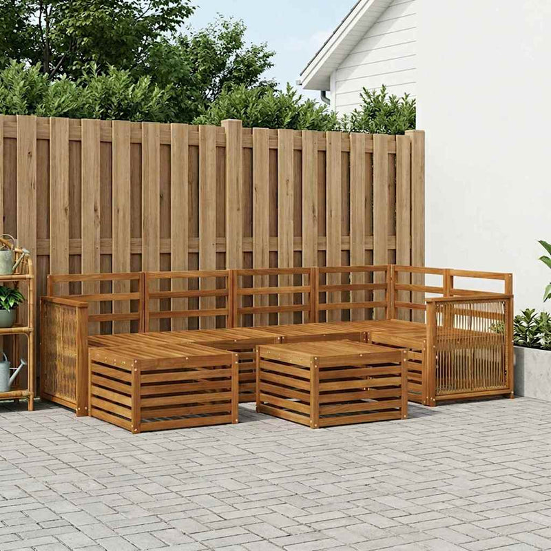 Set de canapele de exterior 6 buc. natural Lemn Solid de Acacia