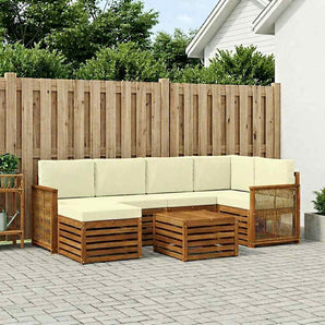 Set de canapele de exterior 6 buc. Natural și Crem