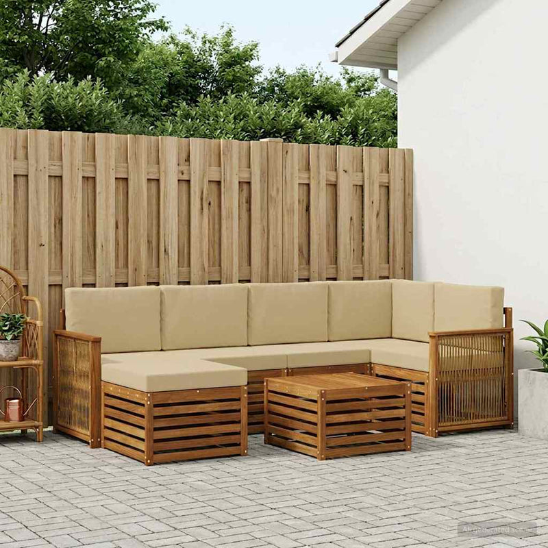 Set de canapele de exterior 6 buc. natural