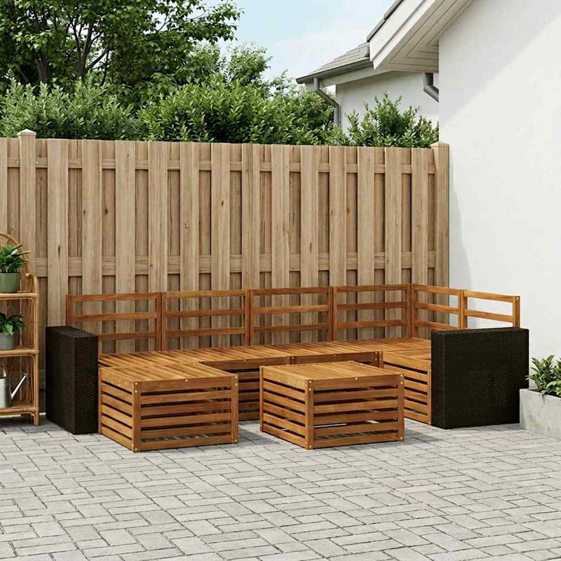 Set de canapele de exterior 7 buc. natural Poliester