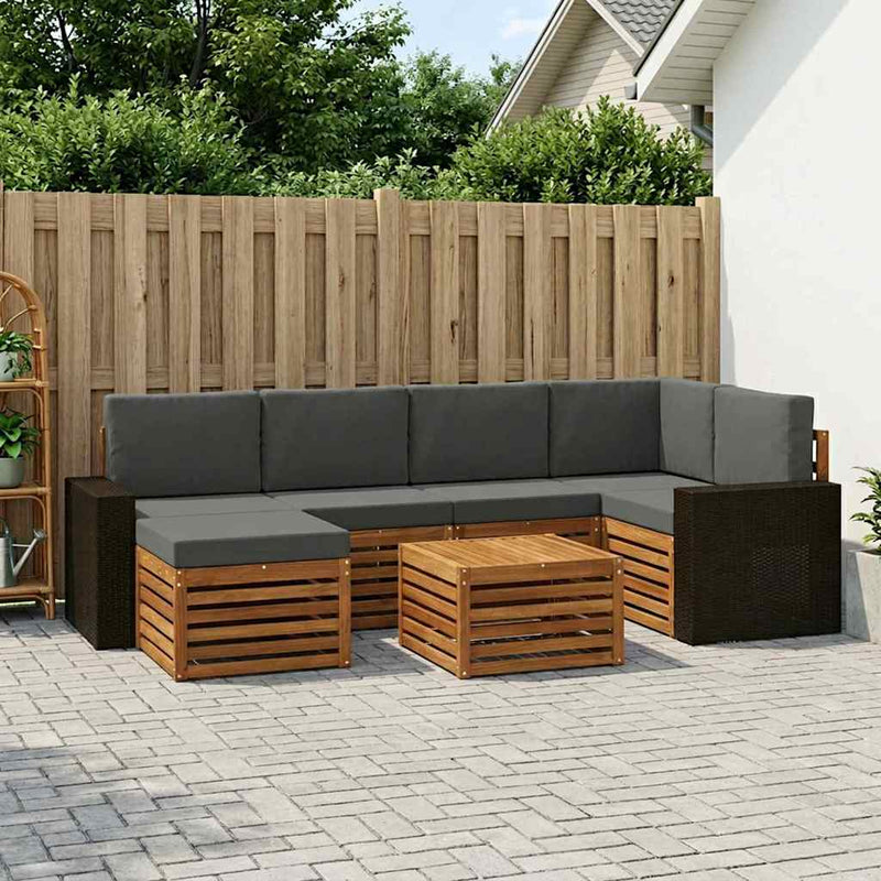 Set de canapele de exterior 7 buc. Natural și Antracit