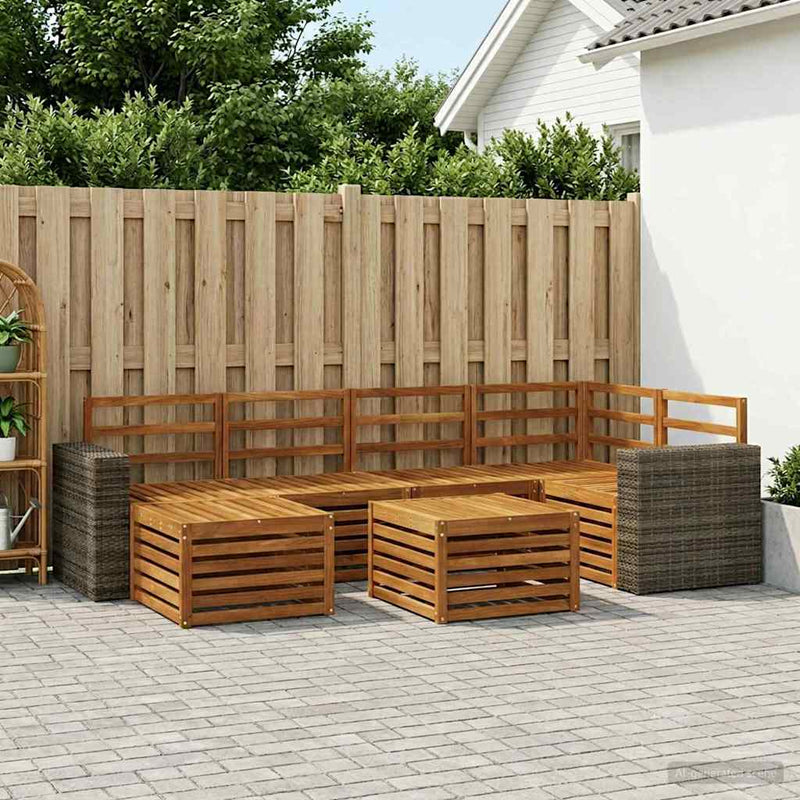 Set de canapele de exterior 7 buc. natural Poliester