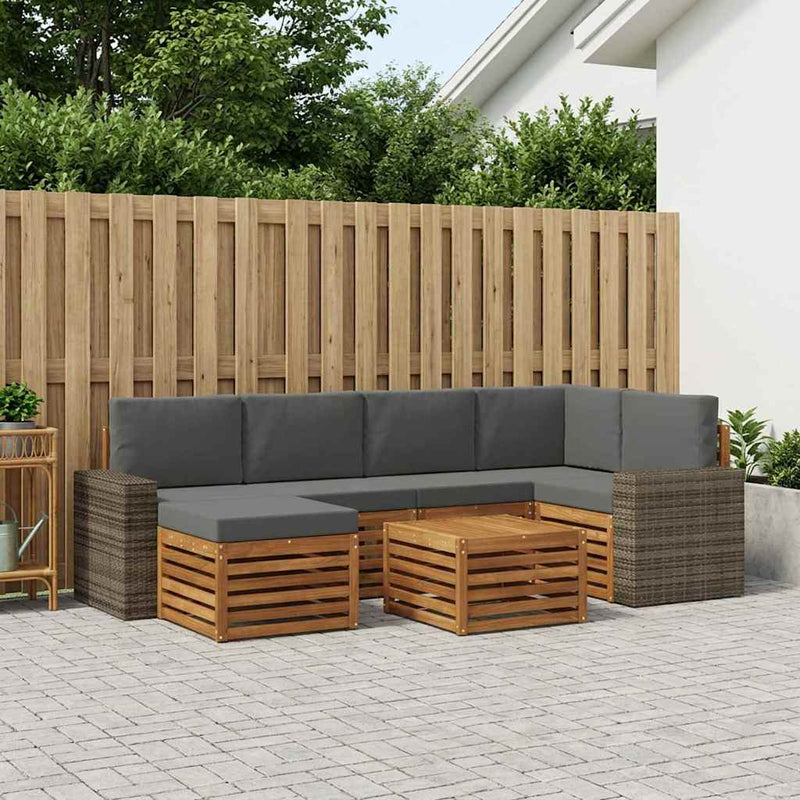 Set de canapele de exterior 7 buc. Natural și Antracit